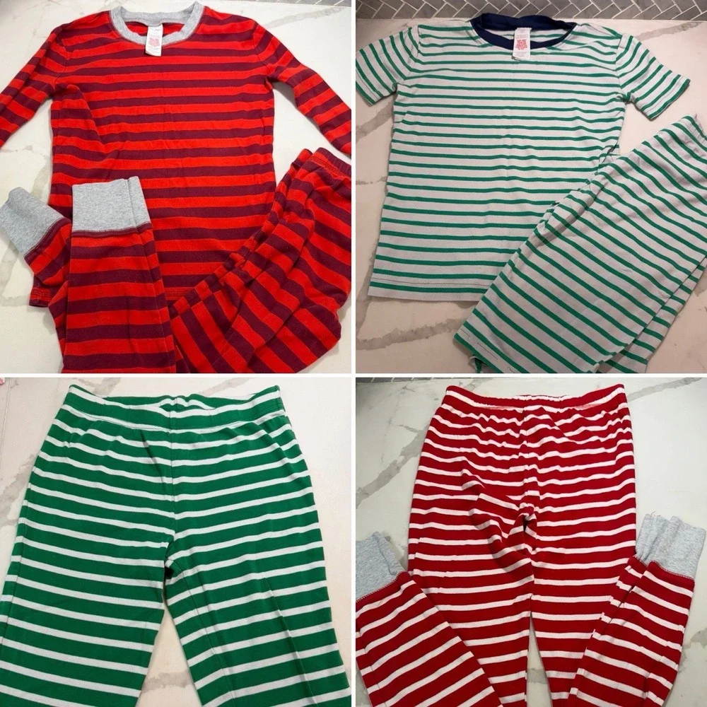 Mini Boden 6 Piece Bundle Of Holiday Striped Pajamas Sets Pants 11-13 Years